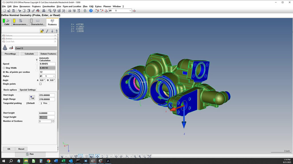 Screenshot showing Zeiss Calypso software in action