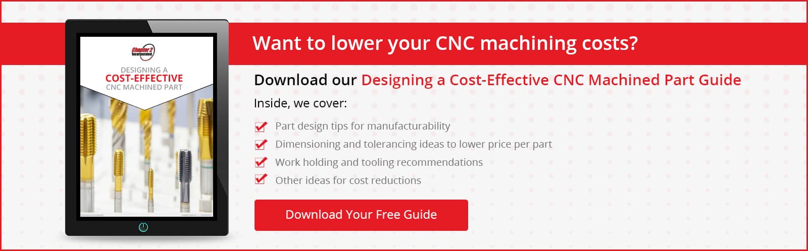 Download our e-guide on Designing a Cost Effective CNC Machined Part
